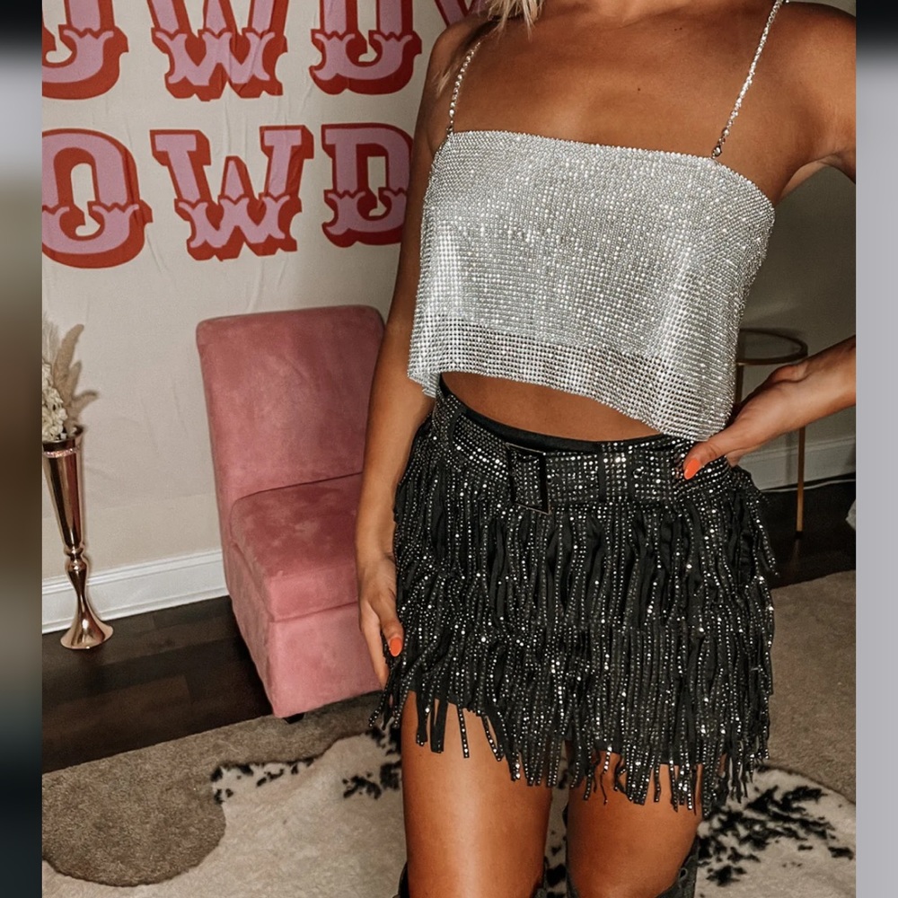 black fringe skirt | medium